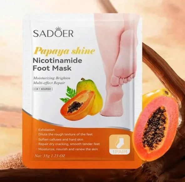 SADOER Papaya shine Nicotinamide Foot Mask (Moisturizing Brighten Multi-effect Repair-saren-store.ir